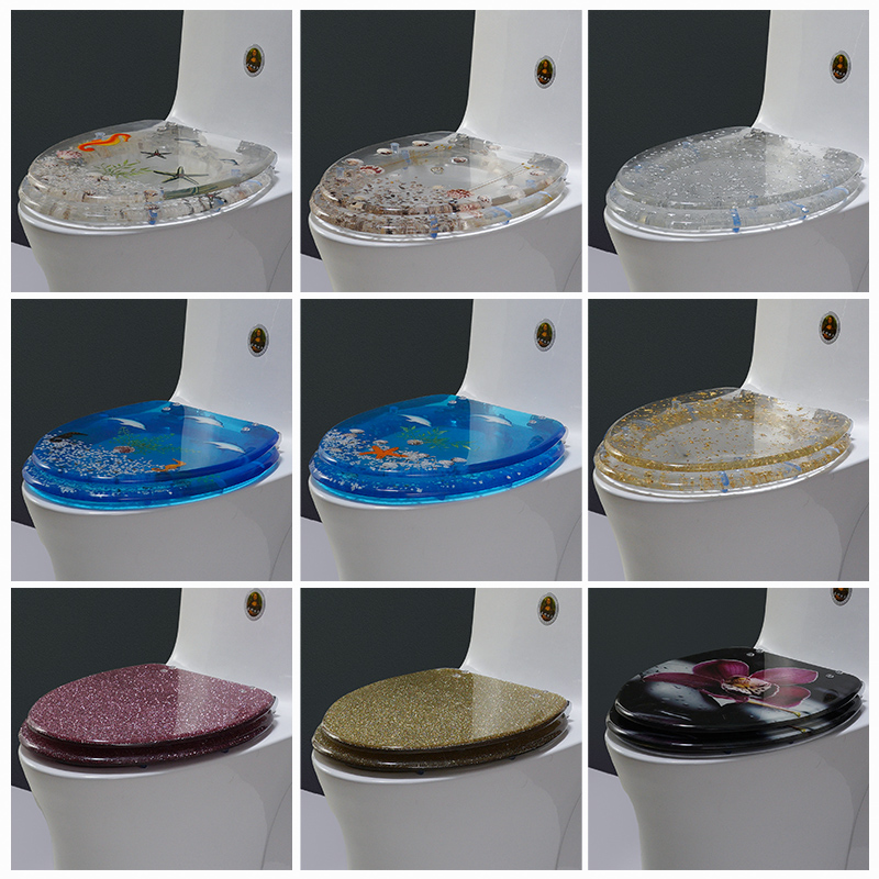 19 Inch Solid Color Transparent Toilet Seat