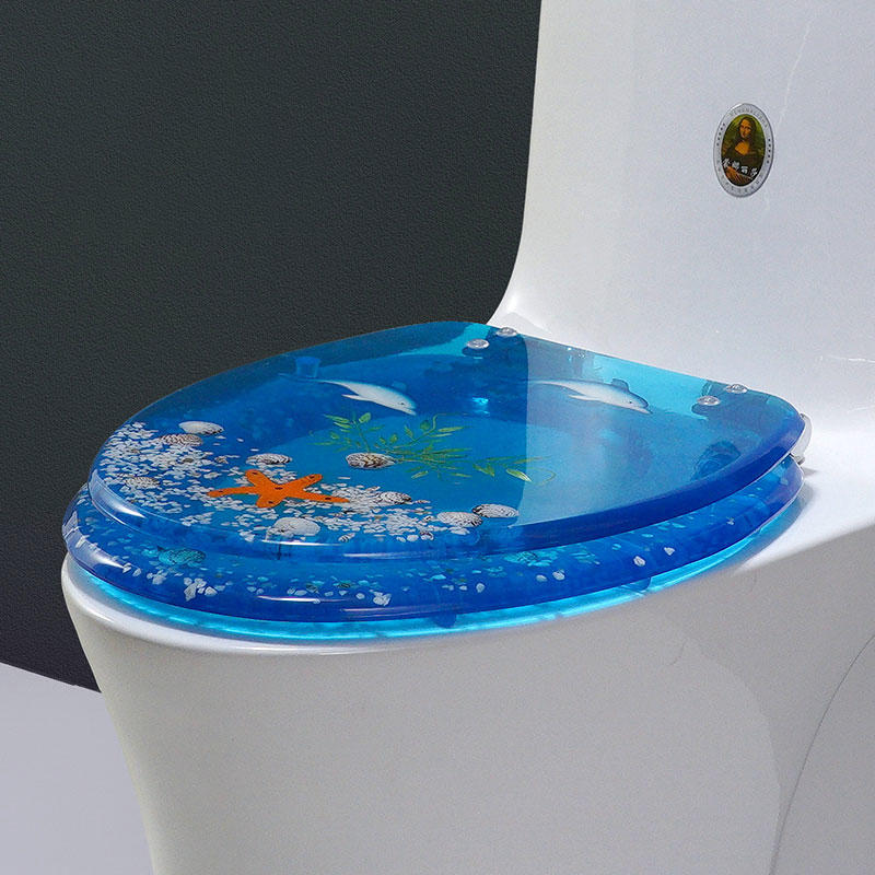19 Inch V-shaped Blue Dolphin Toilet Seat