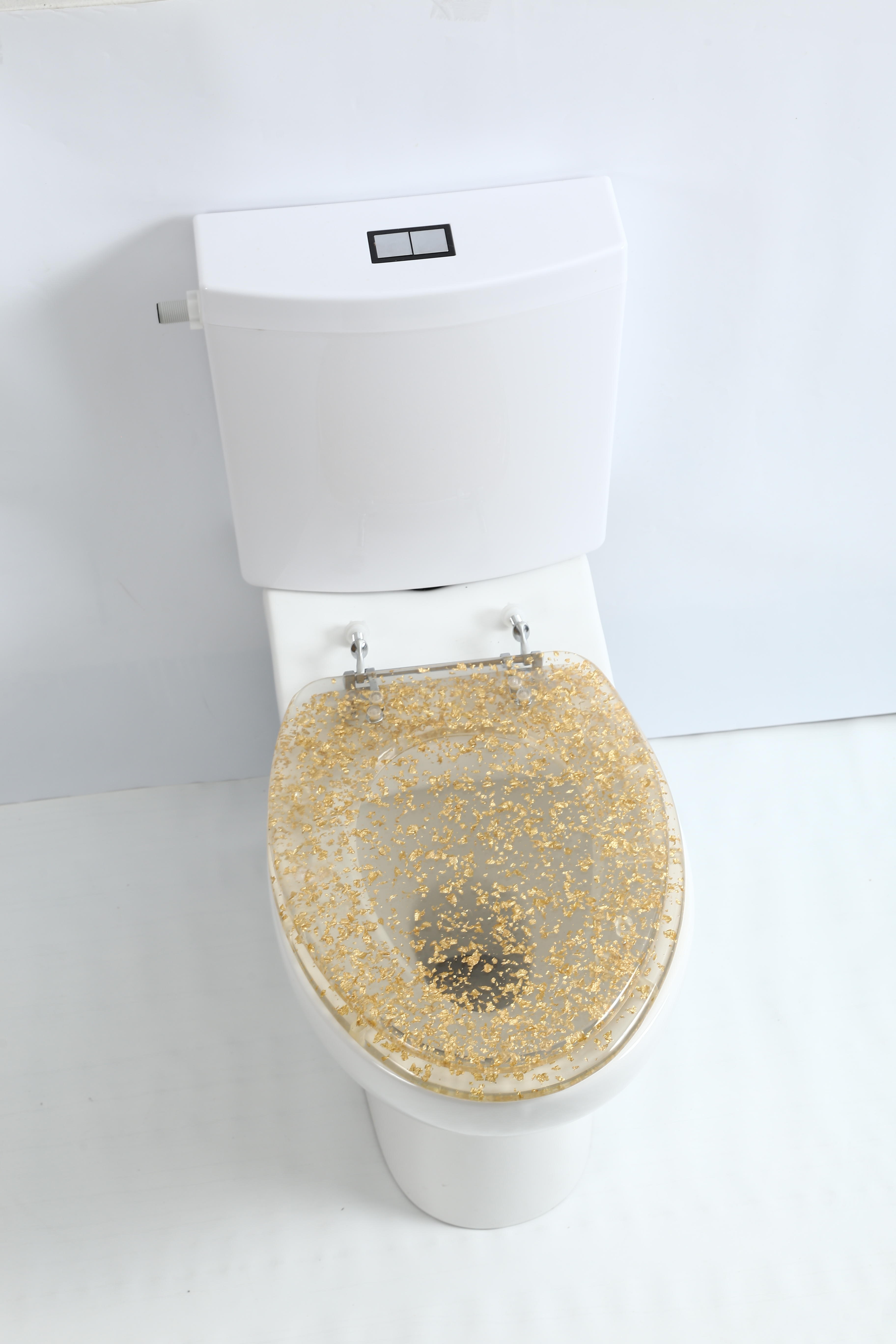 19 Inch V-shaped Gold Leaf Toilet Seat