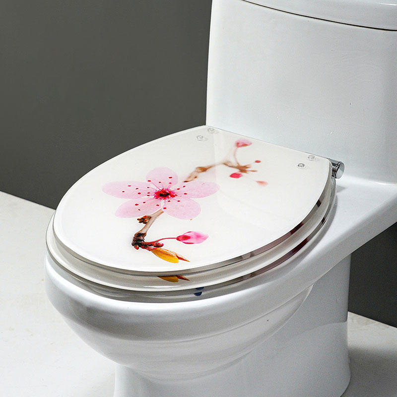 18 Inch White Plum Blossom Toilet Seat